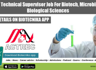 ACTREC Technical Supervisor Job