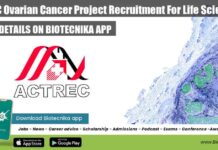 ACTREC Ovarian Cancer Project Recruitment For Life Sciences ACTREC Vacancy 2022