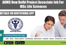 AIIMS New Delhi Project Associate Job For MSc Life Sciences AIIMS New Delhi Project