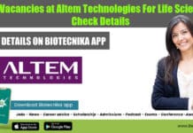 Job Vacancies at Altem Technologies For Life Sciences, Check Details Job Vacancies at Altem Technologies