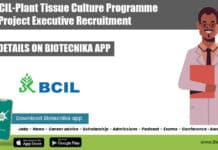 Govt BCIL-Plant Tissue Culture Programme Project Executive Recruitment BCIL Jobs 2022
