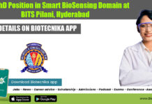 JRF / PhD Position In Smart BioSensing Domain at BITS Pilani, Hyderabad BITS Pilani JRF Jobb