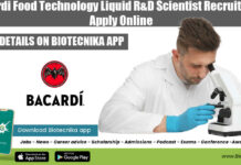 Bacardi Food Technology Liquid R&D Scientist Recruitment, Apply Online Bacardi Food Technology Jobs