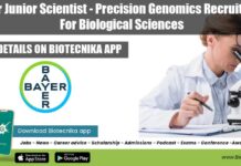 Bayer Junior Scientist – Precision Genomics Recruitment For Biological Sciences Bayer Junior Scientist