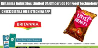 Britannia Industries QA Job