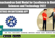 G N Ramachandran Gold Medal for Excellence in Biological Sciences and Technology 2022 CSIR Biological Sciences Awards 2022