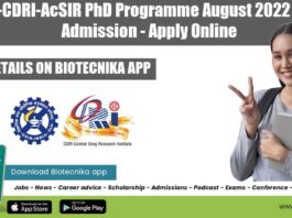 CSIR-CDRI-AcSIR PhD 2022 Admission