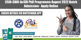CSIR-CDRI-AcSIR PhD 2022 Admission