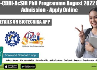 CSIR-CDRI-AcSIR PhD 2022 Admission