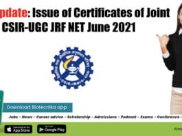 CSIR-NET June 2021 Certificate - CSIR Updates Latest 2022