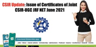 CSIR-NET June 2021 Certificate - CSIR Updates Latest 2022