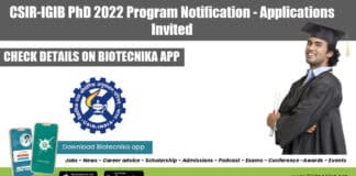 CSIR-IGIB PhD 2022 Program