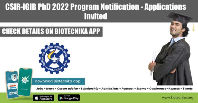 CSIR-IGIB PhD 2022 Program