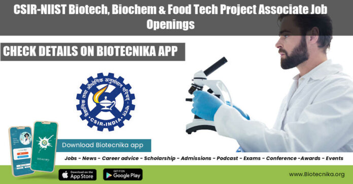 CSIR-NIIST Project Jobs