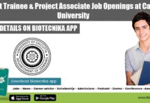 Student Trainee & Project Associate Job Openings at Calcutta University Calcutta University Project Positions