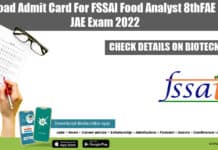 FSSAI Admit Card 2022
