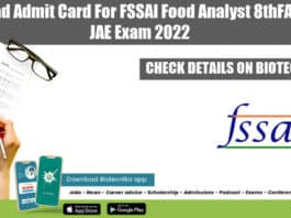 FSSAI Admit Card 2022