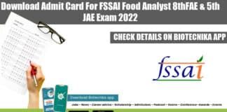 FSSAI Admit Card 2022