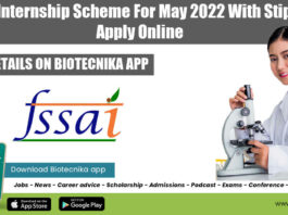 FSSAI Internship 2022 May