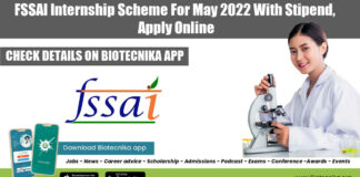 FSSAI Internship 2022 May