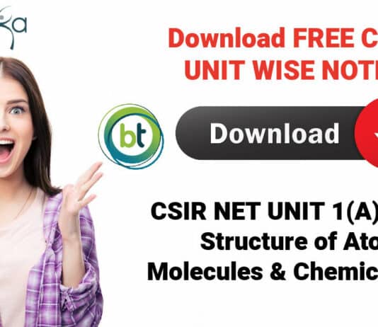 CSIR NET UNIT 1(A) Notes – Structure of Atoms, Molecules & Chemical Bonds – Download FREE PDF CSIR UNIT 1 Notes by Biotecnika - FREE PDF Download.