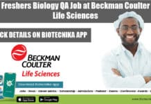 Freshers Biology QA Job at Beckman Coulter Life Sciences Freshers Biology QA Job