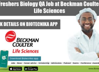 Freshers Biology QA Job