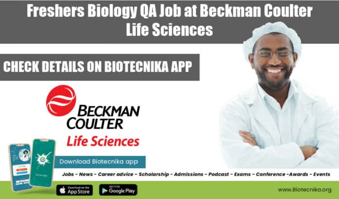 Freshers Biology QA Job