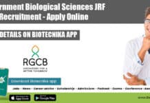 Government Biological Sciences JRF Recruitment – Apply Online Government Biological Sciences JRF