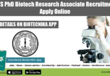 IACS PhD Biotech Research Associate Recruitment, Apply Online IACS PhD Biotech Research