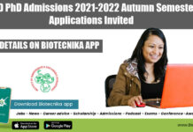 IBSD PhD Admissions 2021-2022 Autumn Semester, Applications Invited IBSD PhD Admissions 2021-2022