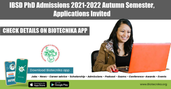 IBSD PhD Admissions 2021-2022