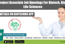 IBSD Project Associate Job Openings For Biotech, Biochem, Life Sciences IBSD Project Associate Job