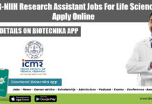 ICMR-NIIH Research Assistant Jobs For Life Sciences, Apply Online ICMR-NIIH Jobs 2022