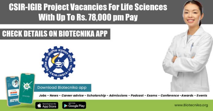 IGIB Project Vacancies 2022