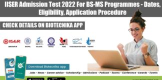 IISER Admission Test 2022 Notification