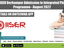 IISER Berhampur iPhD 2022