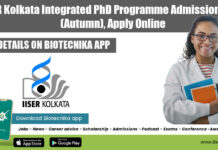 IISER Kolkata Integrated PhD Programme Admission 2022 (Autumn), Apply Online IISER Kolkata Integrated PhD