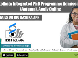 IISER Kolkata Integrated PhD