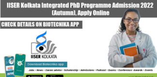 IISER Kolkata Integrated PhD
