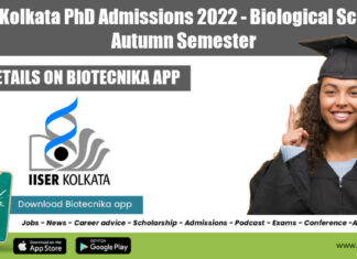 IISER Kolkata PhD Admissions 2022