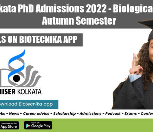 IISER Kolkata PhD Admissions 2022