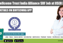 DBT/Wellcome Trust India Alliance SRF Job at IISER Mohali IISER-Mohali SRF Job Opening