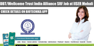 IISER-Mohali SRF Job Opening