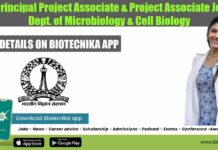 IISc Principal Project Associate & Project Associate Jobs In Dept. of Microbiology & Cell Biology IISc Project Jobs 2022