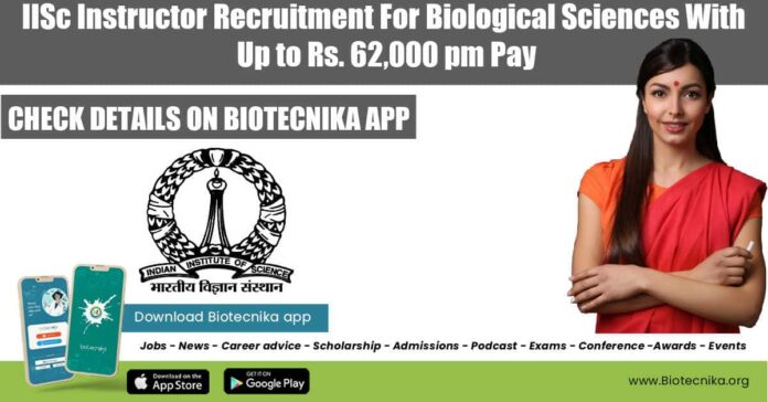 IISc Teaching Jobs 2022