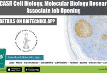 JNCASR Cell Biology, Molecular Biology Research Associate Job Opening JNCASR Cell Biology