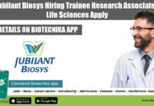 Jubilant Biosys Hiring Trainee Research Associate – Life Sciences Apply Jubilant Biosys Hiring Trainee