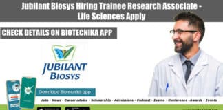 Jubilant Biosys Hiring Trainee