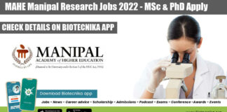 MAHE Manipal Research Jobs